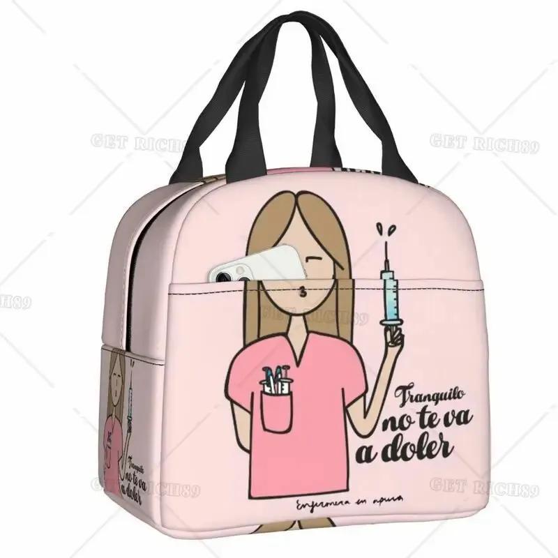 Cartoon Ladies Nurse Doctor Lunch Boxes Cute Lunch Bag High Quality Insulated Food Container for Nurse Adults Outdoor Activities