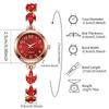 Numeral Dial Women Bracelet Watch Violet Leaves Diamond Setting Elegant Quartz Watch Round Alloy Case Adjustable Luxury Watch