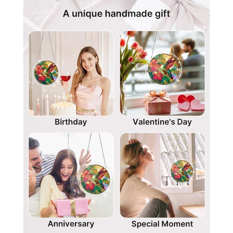 Acrylic Jigsaw Puzzle Suncatcher 83 Pieces-Emerald Flame Hummingbird, DIY Acrylic Puzzle Sun Catcher, Window&Garden Decor, Unique Gifts for Mom
