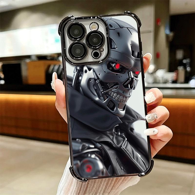 Terminator Arnold Schwarzenegger Plating Phone Case For Iphone 16 17 Pro Max Air 16E 14 15 Plus 12 13 Mini Anti-Fall Airabag Cov
