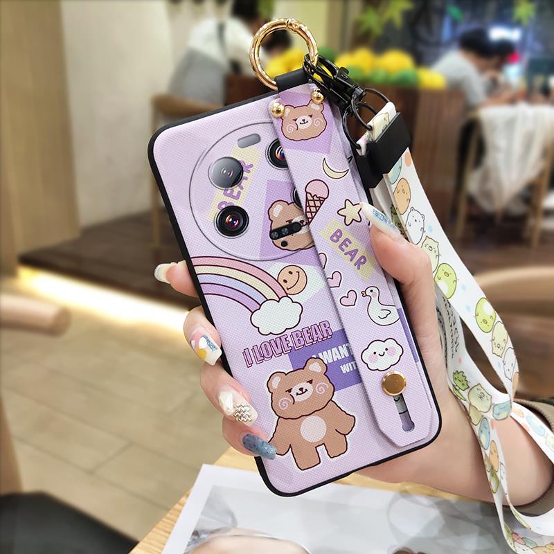 Cartoon Soft case Phone Case For Xiaomi 13 Ultra Lanyard Anti-knock Protective Ring Silicone Wristband Durable Cute