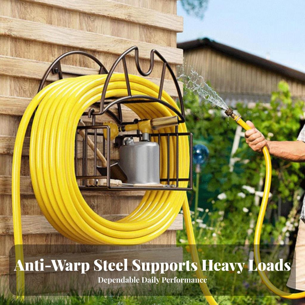 Hose Holder with Basket Heavy-Duty for Gardeners, Homeowners