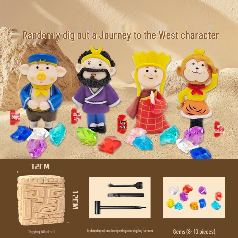 Nezha Ao Bing Archaeological Mystery Box: Kids' DIY Treasure Hunt & Gem Excavation Toy