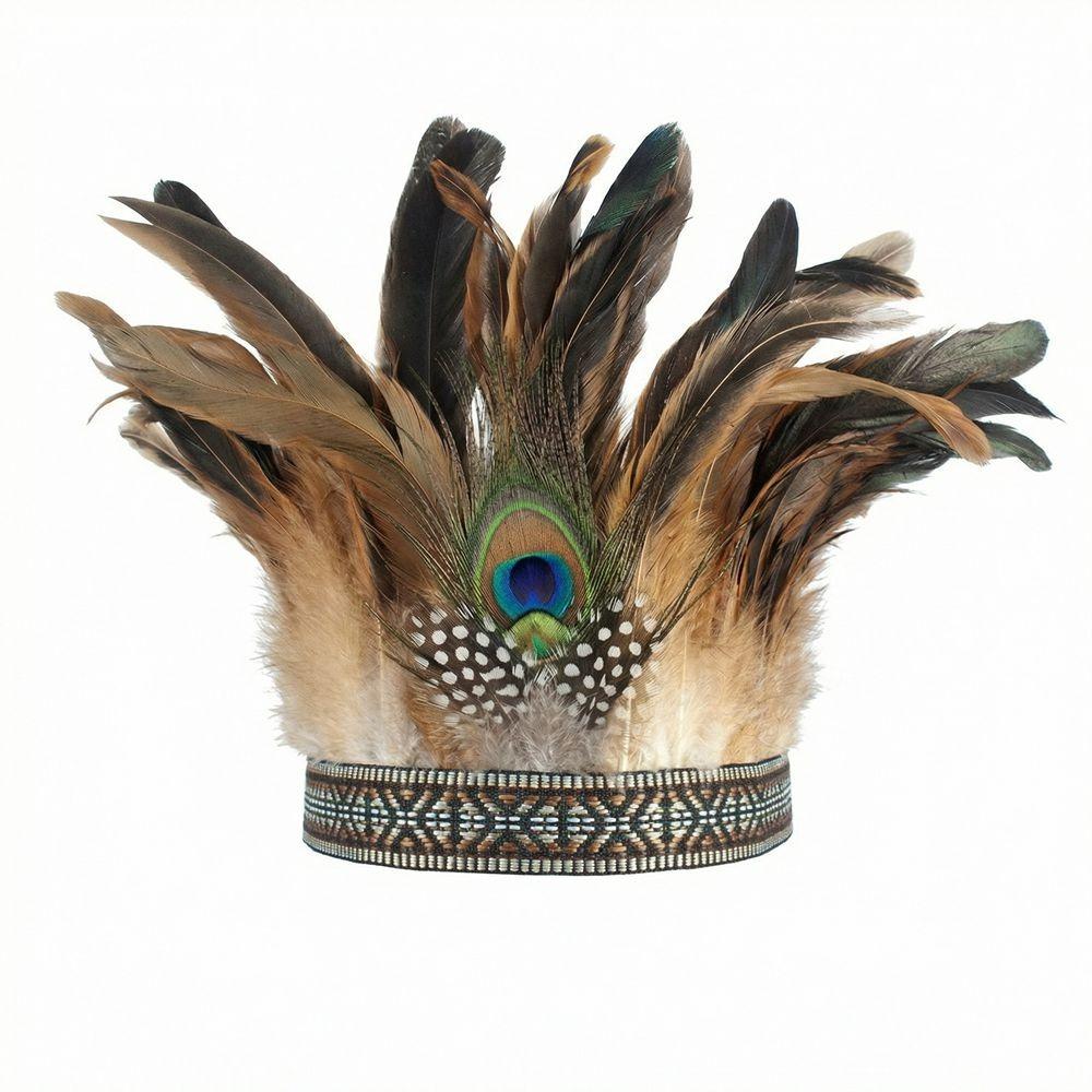 With Strap Indian Headband Colorful Peacock Costume Headdress Indian Feather Crown Carnival Adult