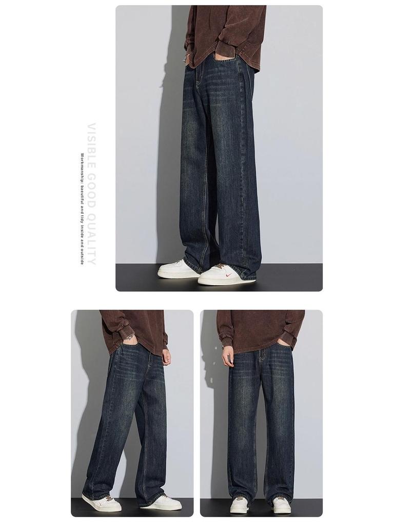 Men's Retro High Street Loose Wide Leg Jeans - Spring & Autumn Style