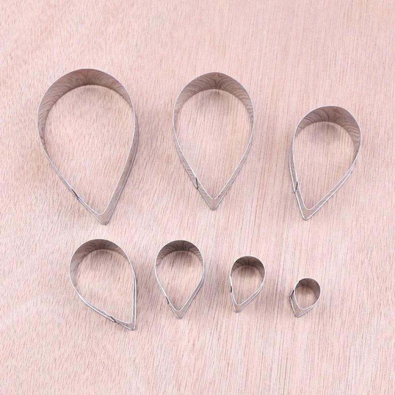 7Pc/Set Waterdrop Shaped Stainless Steel Rose Petal Biscuit Knife Mold Home Pastry Molds Sugar Processing Baking Cake Decor Tool