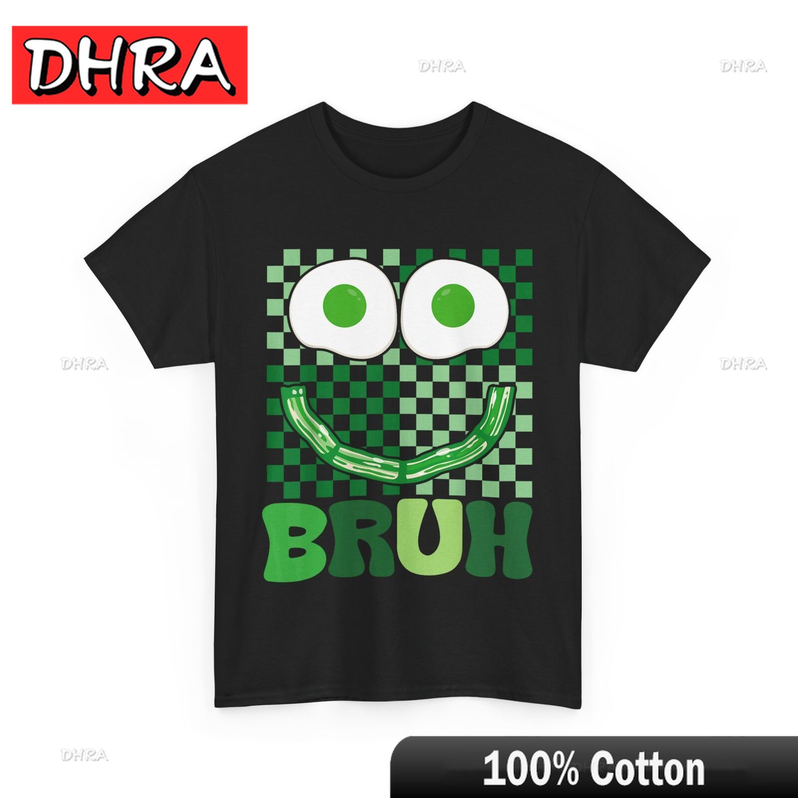 Breakfast Shirt Bruh Green Face Eggs and Bacon Ham Funny TshirtCasual Unisex Tshirts Classic Trendy Chic Tee Short Sleeve Vintage S