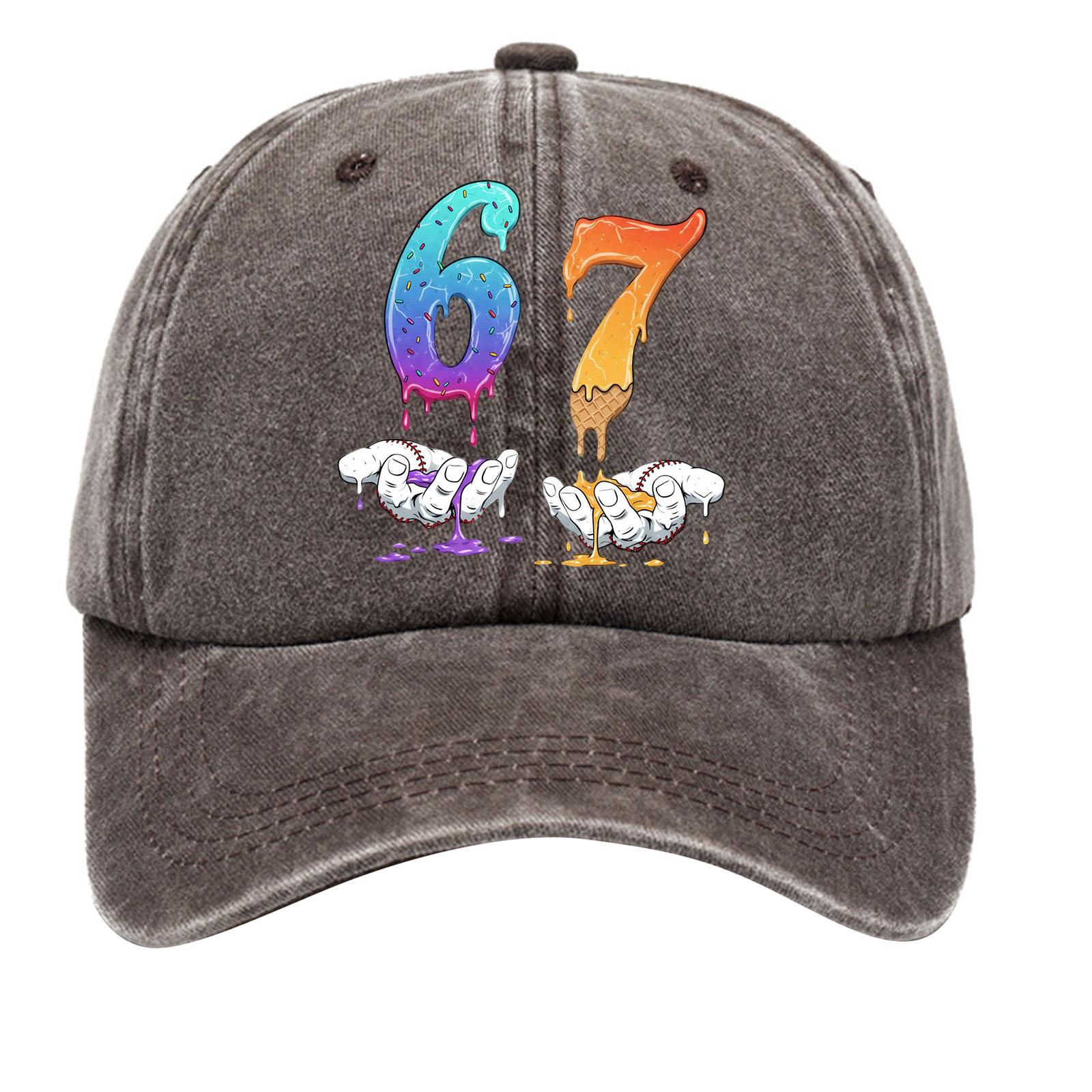 

Washed Cotton Baseball Cap With Printed Distressed Soft Top Denim Hat For Men, European And American Retro Hat кавовий