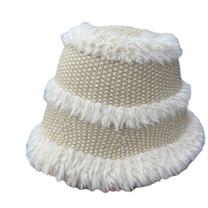 Design Wollmütze Winter verdickt warm Ohrenschutz Plüsch Strickmütze zeigt Gesicht klein Fischerhut Kinder