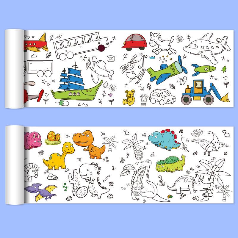 Mal- und Kritzelblock für Kinder: Großes Zeichenpapier, Kindergarten Baby Kunstbuch, Handgezeichnete Umrisse, Aquarell- & Malrolle