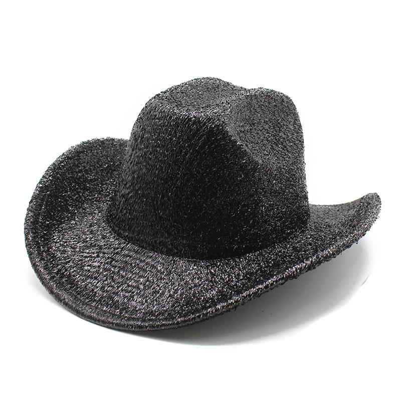 Lace Gold Silk Western Cowboy Hat Women'S Stage Woolen Hat Top Hat Men'S And Women'S Party Holiday Hat