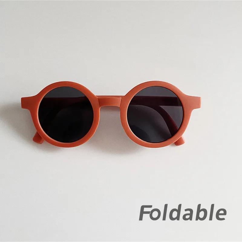 Fashion Vintage Foldable Sunglasses For Kids Girls Boys Outdoor Uv Protection Eyewear Flexible Portable Round Frame Sun Glasses