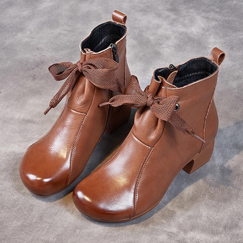 

Женская обувь Новые ботинки Martin на осень и зиму Ботинки из хлопка с подкладкой из воловьей кожи с мягкой подошвой Нескользящие ботинки для мам 41 коричневый