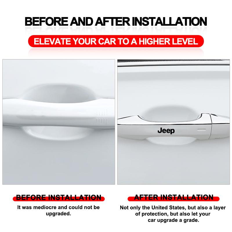 4 Stück Auto Türgriff Aufkleber Reifen Rückspiegel Aufkleber für Jeep Renegade Compass Grand Cherokee Wrangler Jk Gladiator