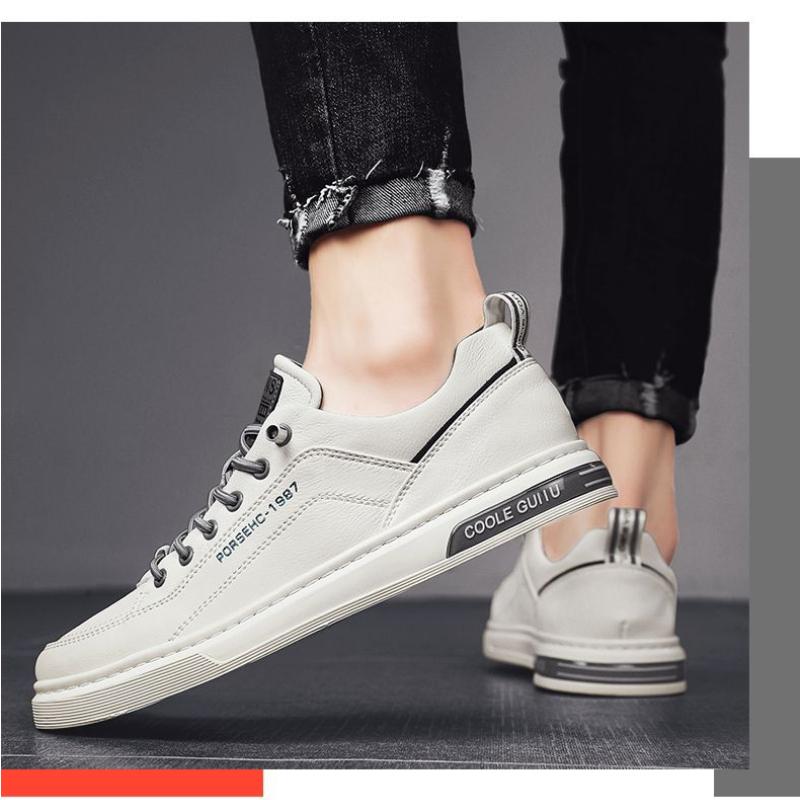 2023 New Men's Fashion Casual Leather Shoes Non-slip Wear-resistant Sports Shoes Comfortable Flat Slip-on Casual Shoes Shoes Men