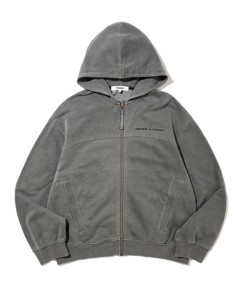 Nontype Bleached Hoodie Zip Up (Charcoal)