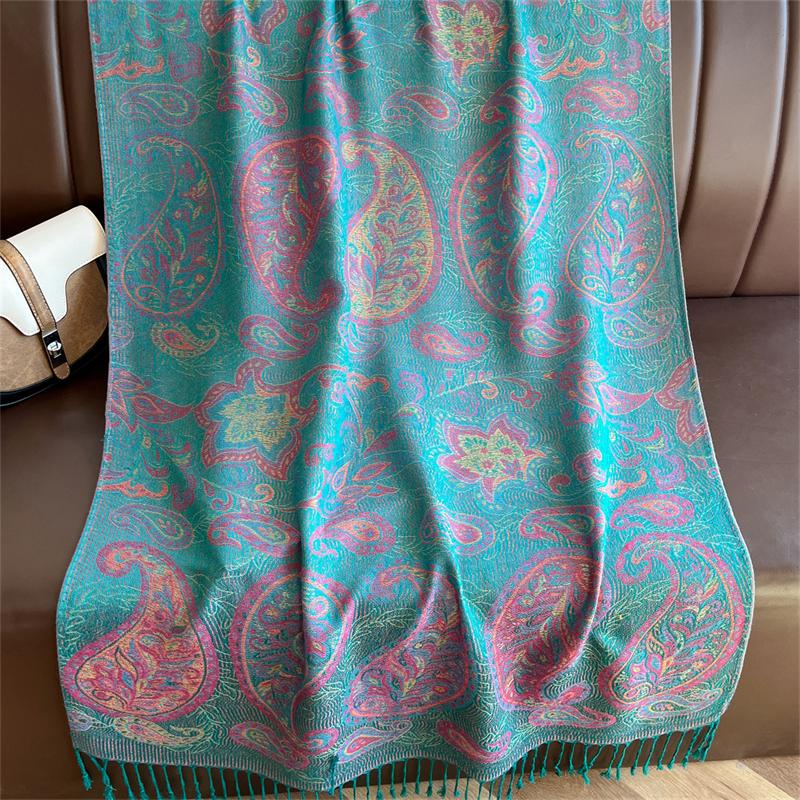 Bohemian Autumn National Paisley Cashmere Shawl for Women Jacquard Pashmina Warm Scarves Print Design Lady Foulard Stoles Scarf