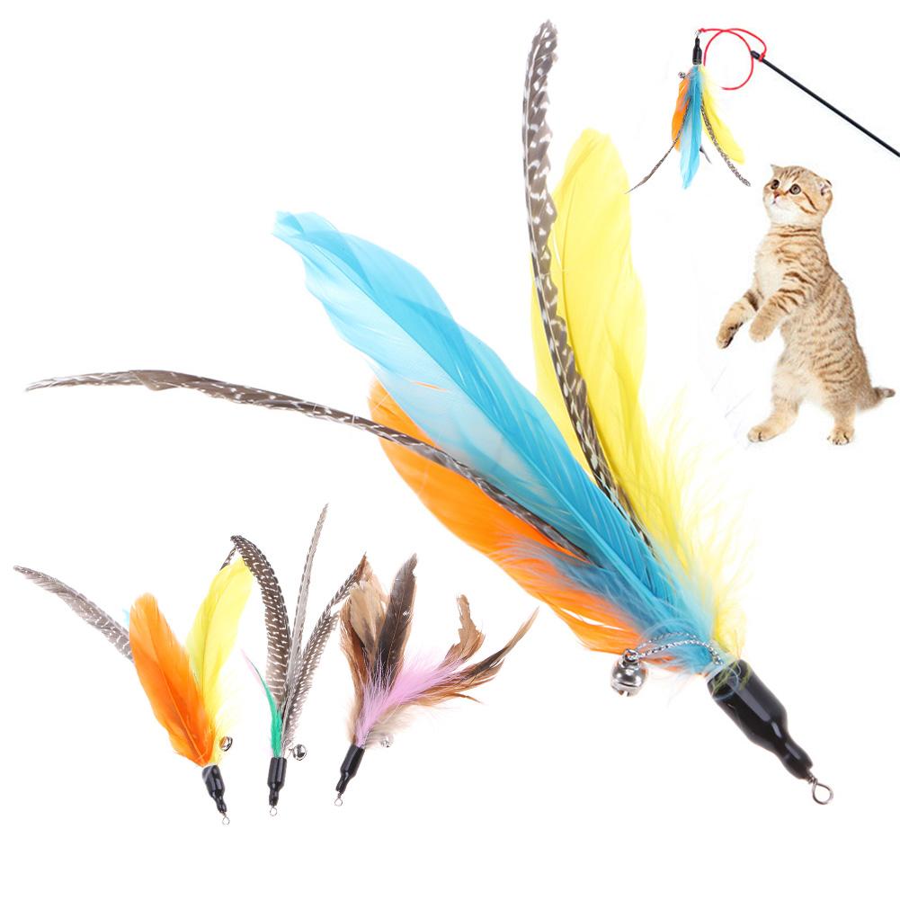 5pcs Chicken Feather Cat Stick Colorful Feather Funny Cat Stick Exquisite Portable Creative Fashion Replacement Pet Cat Supplies
