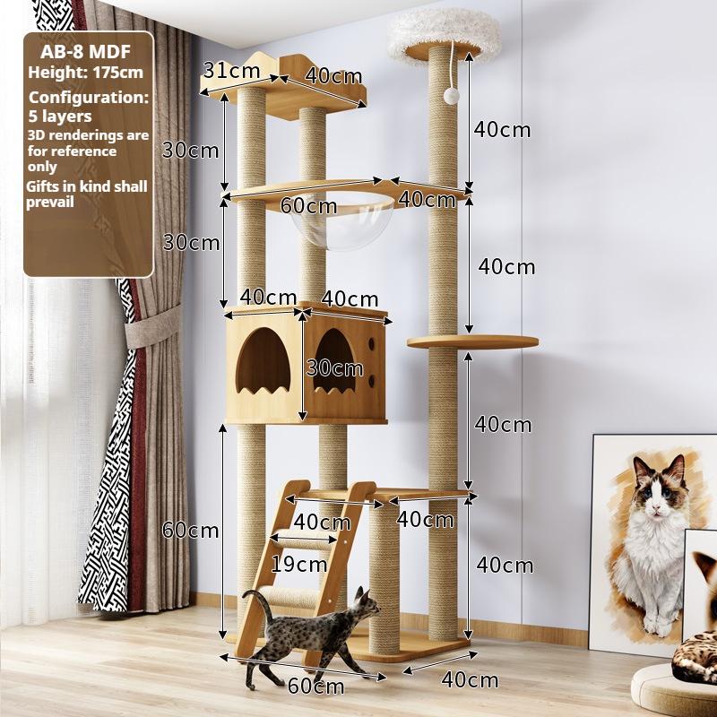 Multi-Level Cat Climbing Frame For Indoor With Scratching Posts Scratching Boards Perches Caves Large Cat Tree Tall Cats Tower