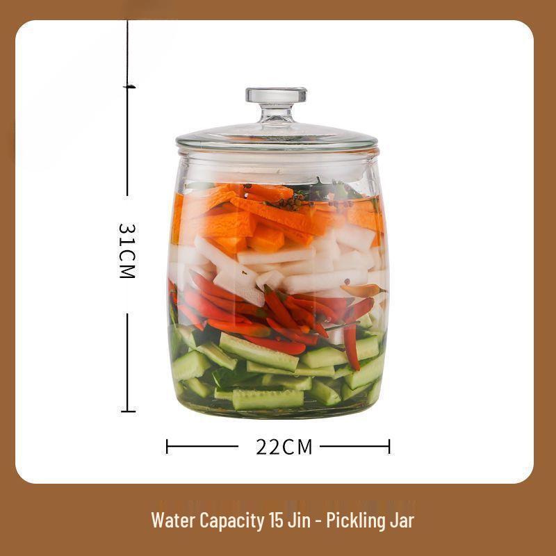 Kimchi Jar - Thick Glass Pickle Jar for Vegetables, Laba Garlic, Waterproof & Sealed