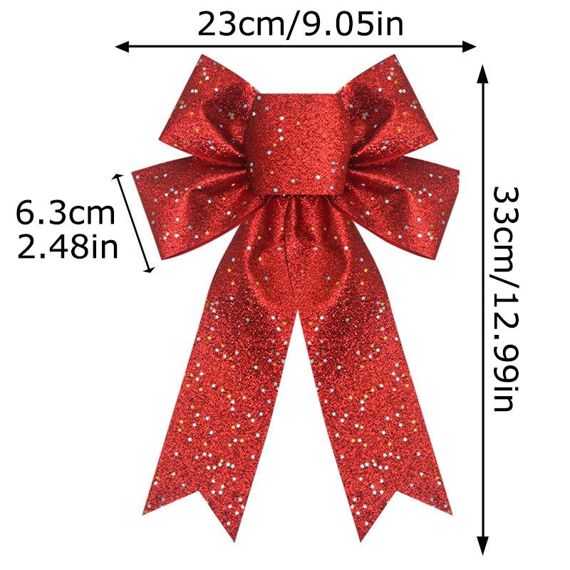 

1PC Bow Holiday Glitter Atmosphere Decoration Gift Polyester Party Christmas Brightly Colored Pendant B
