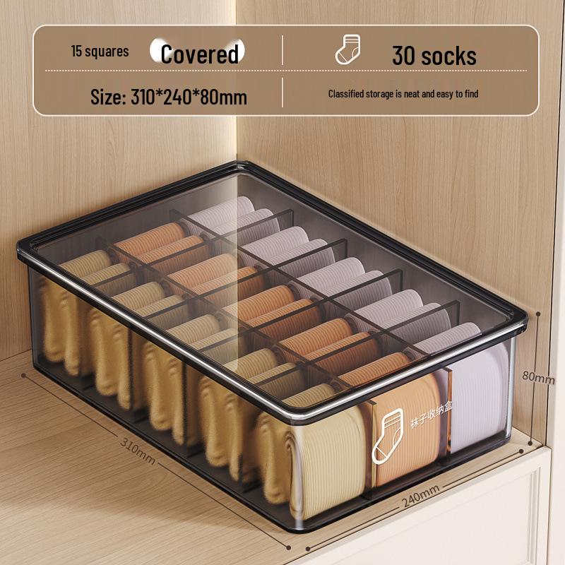 Drei-in-Eins Intimwäsche-Organizer mit Deckel: Aufbewahrungsbox für Unterwäsche, Slips & Socken