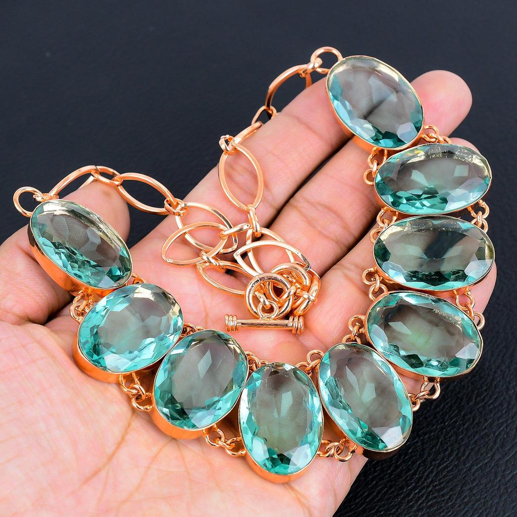 Wunderschöner Apatit Schmuck, handgemachte Kupfer Halskette, verstellbare Kette Halskette, Frauen Edelstein Schmuck für Sie