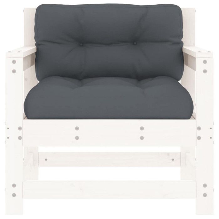 VidaXL Chaises de jardin et coussins lot de 2 blanc bois de pin massif, chaise longue, chaise d'extérieur, siège 825563