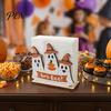 Seasonal Party Gift Halloween Wooden Napkin Holder, Ghost Black Cat Decorative Tabletop Tissue Stand Dispenser, Paper Towel Holder for Holiday Dining