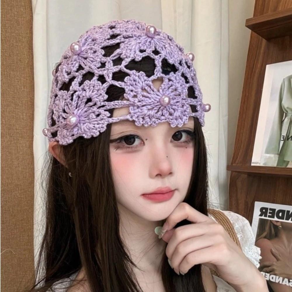 Breathable Pullover Cold Hat Hand-crocheted Beret Cap Fashion Knitted Beanie Cap  Women