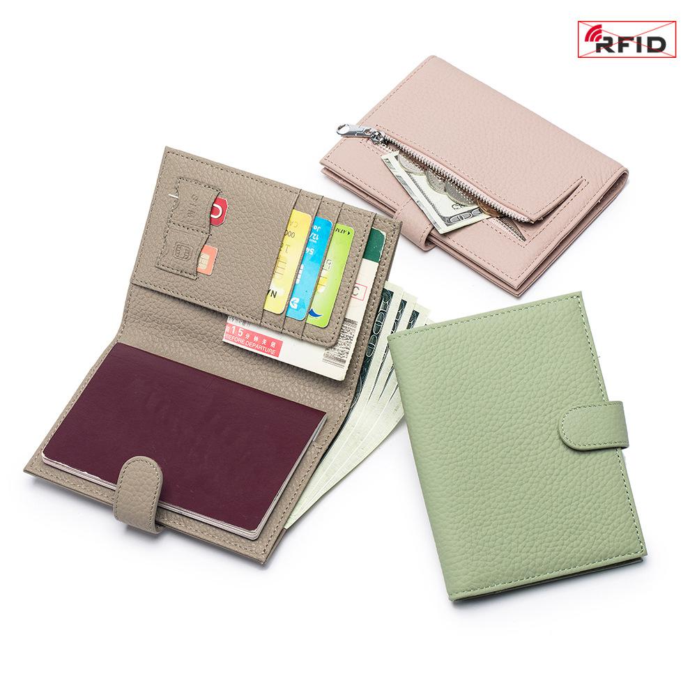 Genuine Leather Ultra-Thin RFID Blocking Passport Holder Wallet - All-in-One Travel Organizer for Women (New Style)