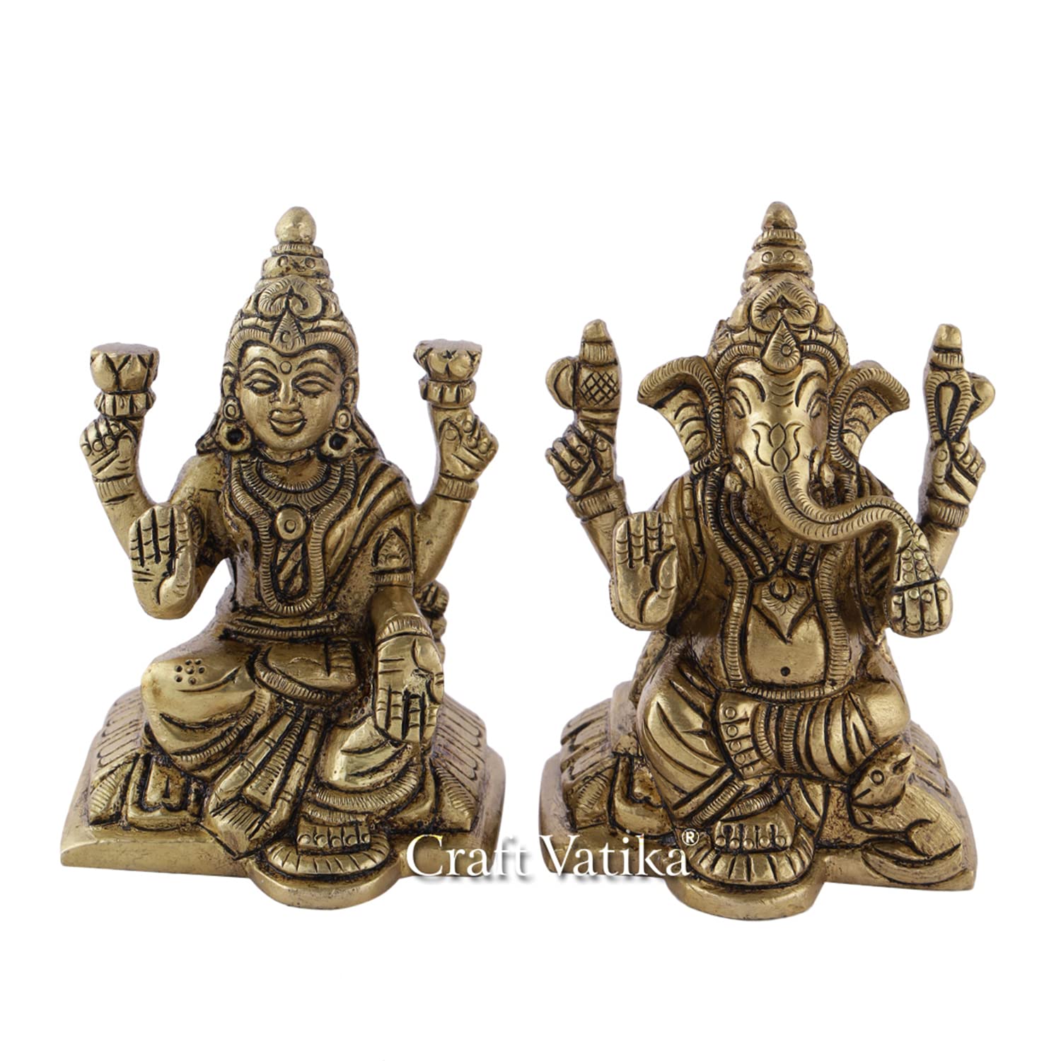 Lord Ganesha Lakshmi Idol, Pair Of Laxmi Ganesh Statue God Goddess Figurine