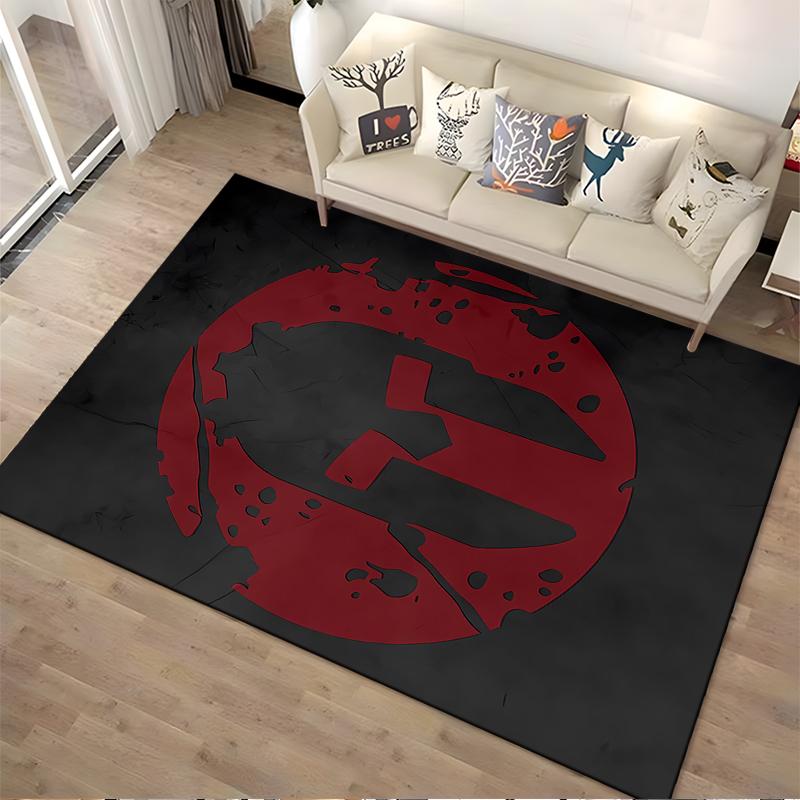 Spartan Helmet Design Carpet, Black and Red Rug for Home Decor Suitable for Use As an Anti-slip for Living Room Bedroom Sofas