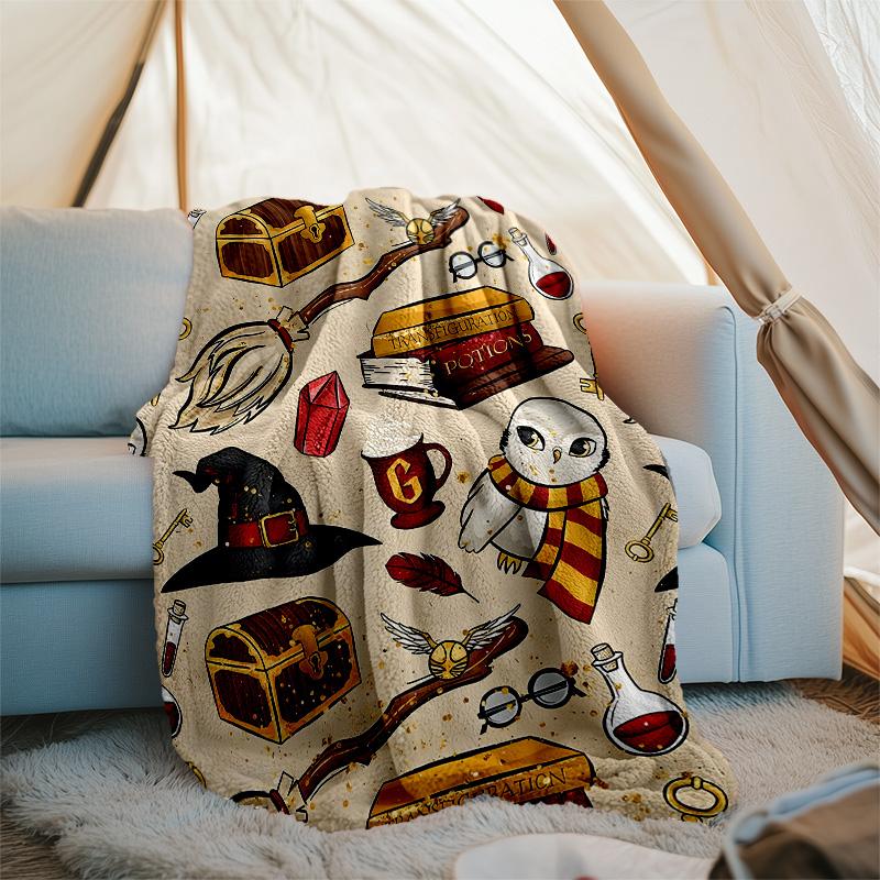 1pc Hogwarts12 Theme Blanket - Digital Print, Polyester, Cozy for All Seasons, Perfect for Outdoor, and Travel