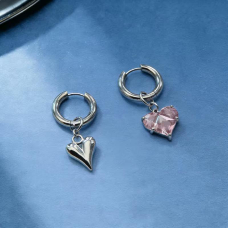 Pink Love Heart Zircon Pendant Earrings For Women Earrings Party Gifts Earrings For Women Jewelry Accessories