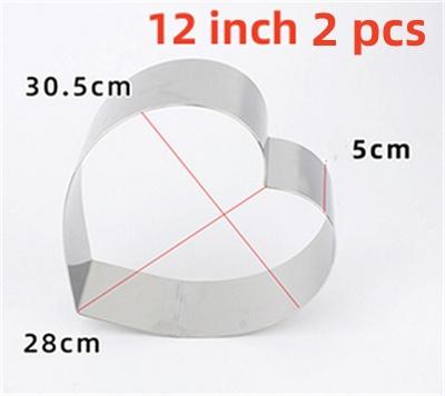 2 pcs set 4 5 6 7 8 9 10 12 14 inches 5cm Height 304 Stainless Steel Heart shape Mousse Ring Cake Mold Tiramisu DIY baking tool