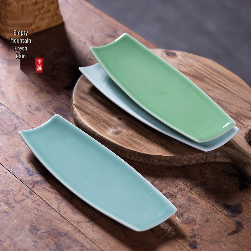 

New Rain Mountain Side Dish & Sushi Plates - Creative Buffet, Hot Pot, Barbecue Tableware. Plum Green белый