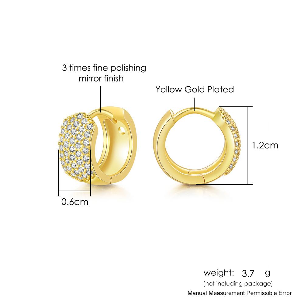 Women's Earrings Round Retro Hoops Jewelry Gold Color Zircon Small Ear Ring Vintage Female Accessories LAMOON