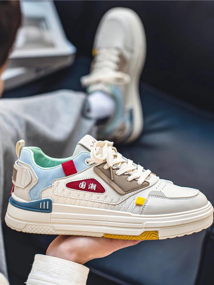 Herren Freizeitschuhe im koreanischen Stil, bequeme Plateauschuhe, neue Sommerschuhe mit atmungsaktiven Schnürsenkeln, vulkanisierte Schuhe für Herren