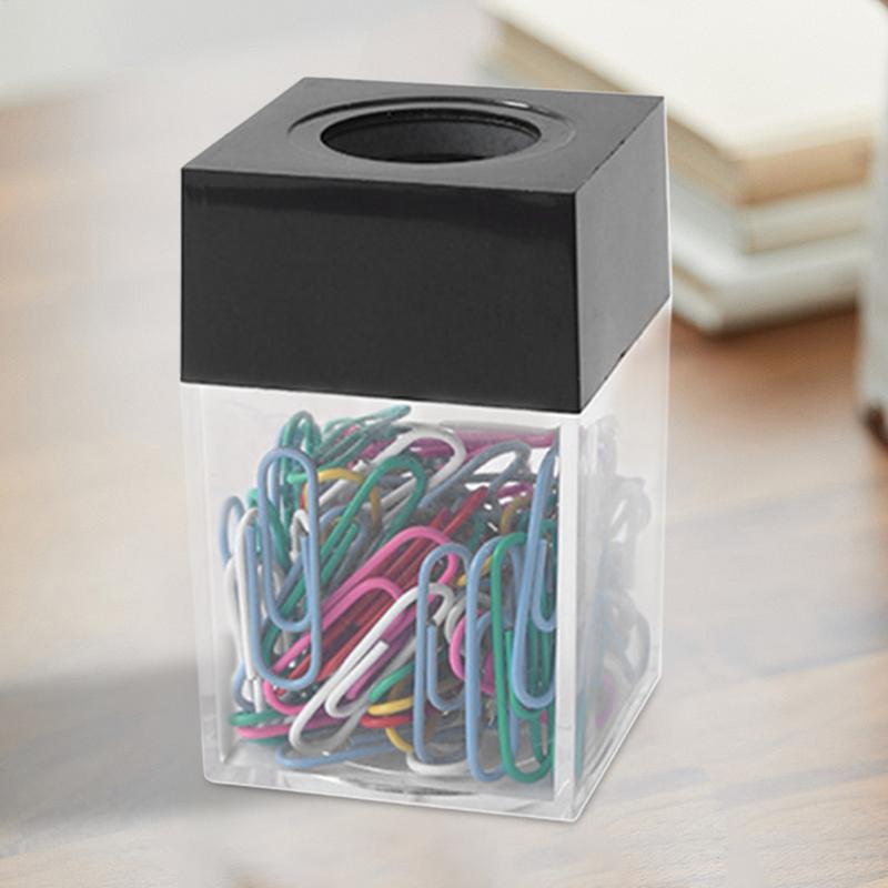 NEW Paper Clip Holder Clips Dispenser Desk Magnetic Absorption Box Paperclip Holder Stationery Porta Clips Dispensador