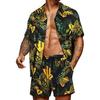Spring and Summer Loose Beach Casual Men's Clothing Floral Print Fashion Top Shirt Set