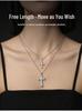 Women's Double Layer Zirconium Cross Pendant Necklace - Titanium Steel Stackable Clavicle & Sweater Chain Accessory