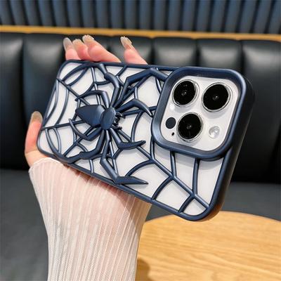 Cartoon 3D Spider Pattern Hollow Out Heat Dissipation Case For iPhone 16e 16 15 14 Plus 13 12 16 Pro Max 11 15 Matte Silicone Cover