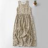Xin Xing 2025 Summer Floral Cotton Linen Sleeveless Long Dress