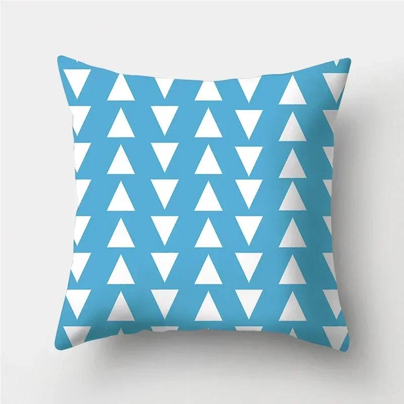 Blue Geometric Pattern Decorative Cushion Pillowcase Cushion Cover Throw Pillow Living Room Sofa Decorative Pillowcase