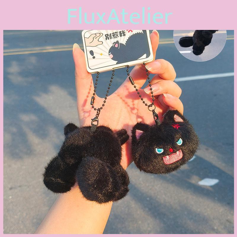 Jinnew Angry Creative Toothed Cat With Magnetic Attraction Keychain Bag Earphone