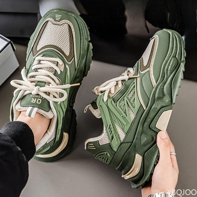 New Spring Mesh Breathable Shoes Casual Comfortable Men's Sneakers Fashionable Versatile Height Increasing Thick Soled Shoes