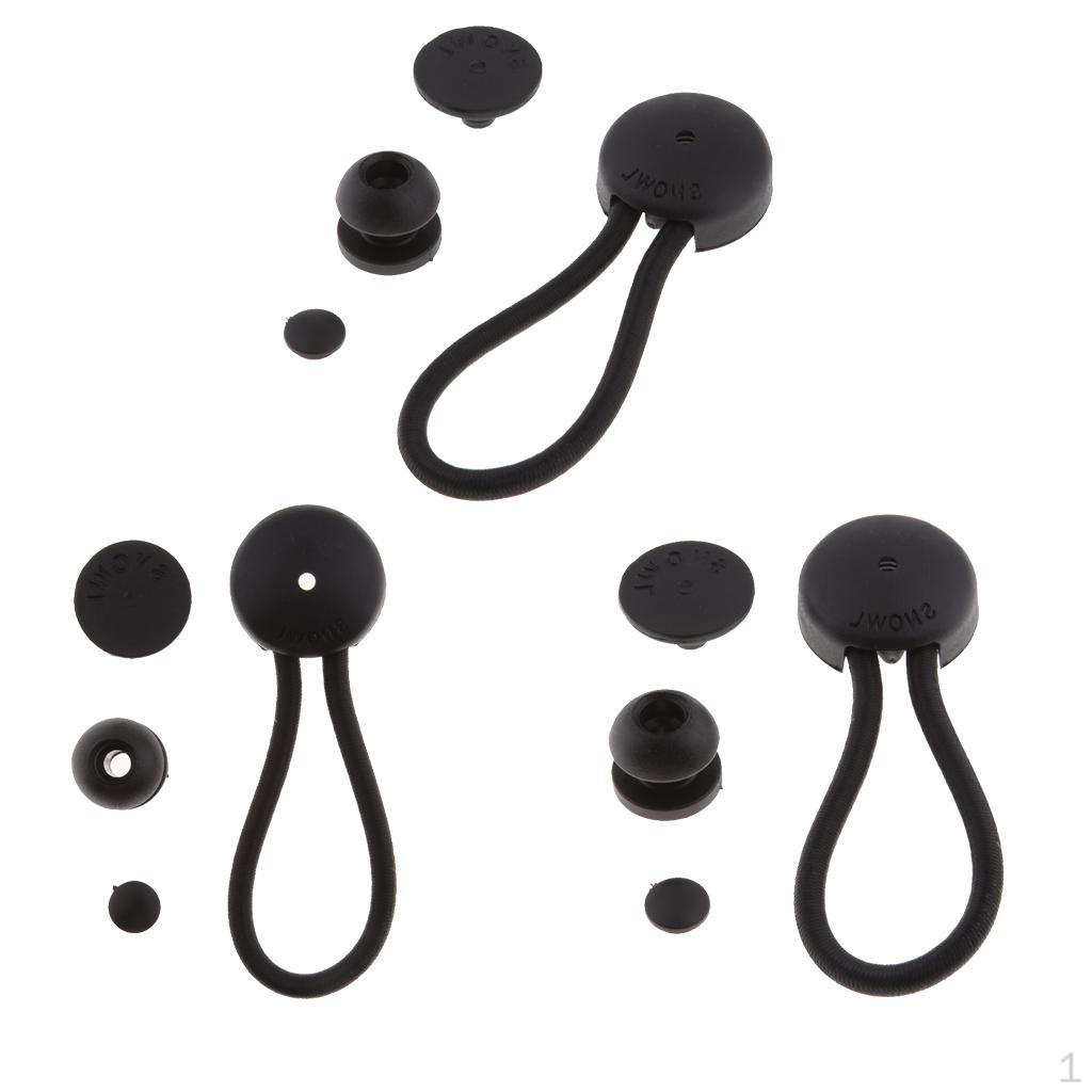 

3pcs Ball Cord Heavy Duty Boat Canopy Tarp Tie Downs Kit Black