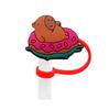 Cute Capybara 10mm Straw Cap Compatible with Stanley Cup Accessories Decoration Dustproof Straw Stopper Silicone Straw Cap