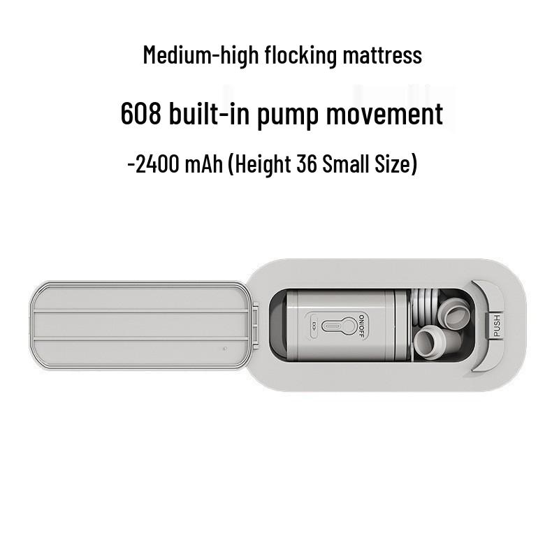 Double-Height Flocked Inflatable Bed - Foldable Single Mattress with Automatic Inflation